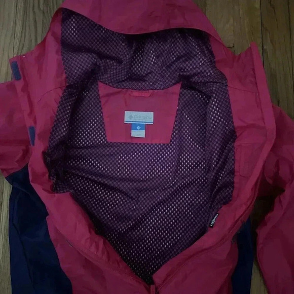 Columbia Rain Jacket Hooded Youth Girls Omni Shield Windbreaker Pink Size L - Picture 5 of 7
